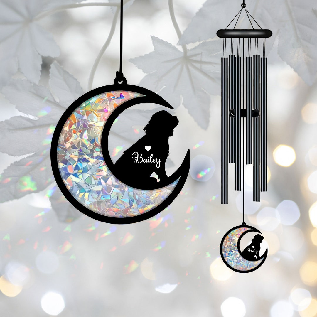 Cavalier King Charles Spaniel Moon Wind Chime, Suncatcher, Pet Memorial ...