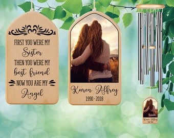 Custom Loss Of Sister Wind Chime, Sister Memorial Wind Chime, First You Are My Sister, Sister Memorial Gift, Sympathy Gift,  Garden Decor