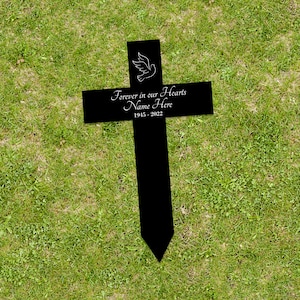 Personalized Memorial Cross Roses Symbol Metal Sign - Sympathy Remembrance Gift Idea