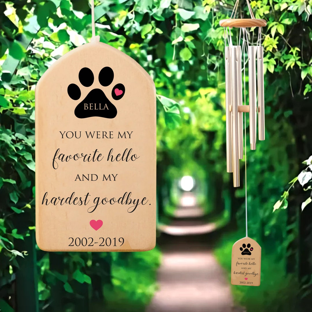 Dog Memorial Wind Chime, Personalized Pet Loss Gift, Dog Memorial Gifts