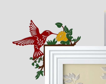 Red Hummingbird Door Corner Sign, Polywood Bird Door Topper