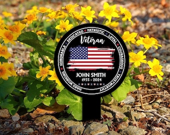 Personalized Veteran Memorial Stake, Acrylic Remembrance Grave Marker