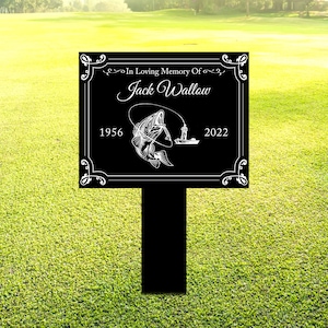 Personalised Dad Memorial Plaque, Dad Fishing In Heaven Sign, Stainless Steel Stake, In Loving Memory, Sympathy Gift For Loss Of Loved One