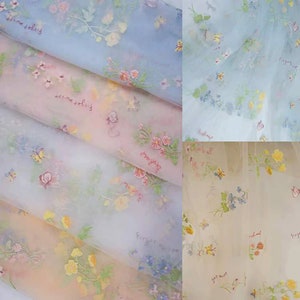 Embroidery Fabric by the Yard,Embroidery Tulle Flowers and Butterfly for Dresses,New Hot Beautiful Soft Lace Tulle,Embroidery Lace Fabric
