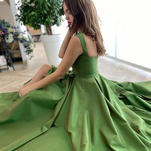 New Dark Green Spaghetti Taffeta Formal Evening Dresses Party Pageant Prom Gowns 