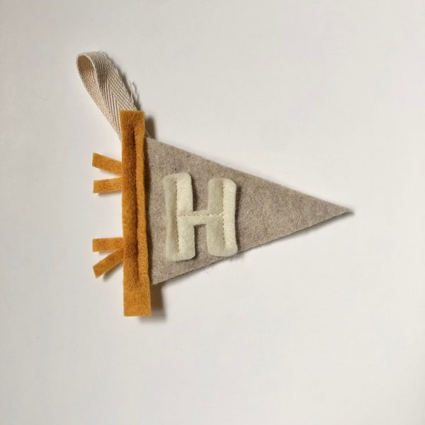 Mini Initial Pennant Ornament | Christmas | Handmade | Felt | Boy Girl Christmas Gift |