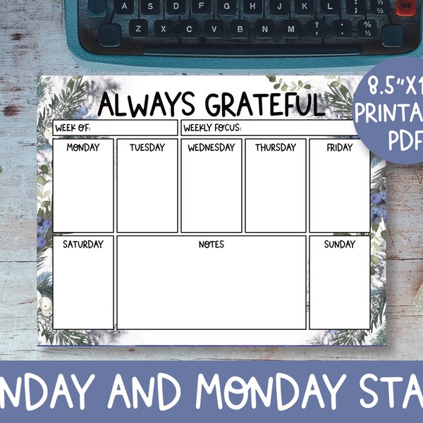 Always Grateful Printable - Printable Journal - Journal Printable - Gratitude Journal - Weekly Journal - Daily Journal - Grateful Journal