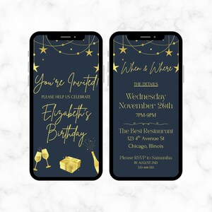 Dinner Birthday Invitation Digital - Electronic Invitation Template - Bday Dinner Invite - Adult Birthday Invitation - Editable Invitation
