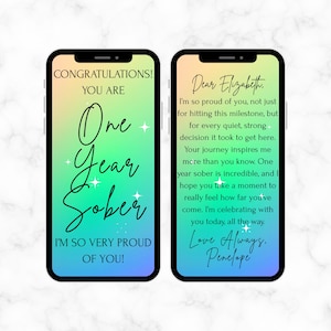 Sober Anniversary Card Digital - 1 Year Sober Card - One Year Sobriety Card - Editable Sobriety Cards - AA Recovery Gift - Sober Birthday