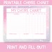 Pink Chore Chart Printable Bokeh Stars Reward Chart - Etsy