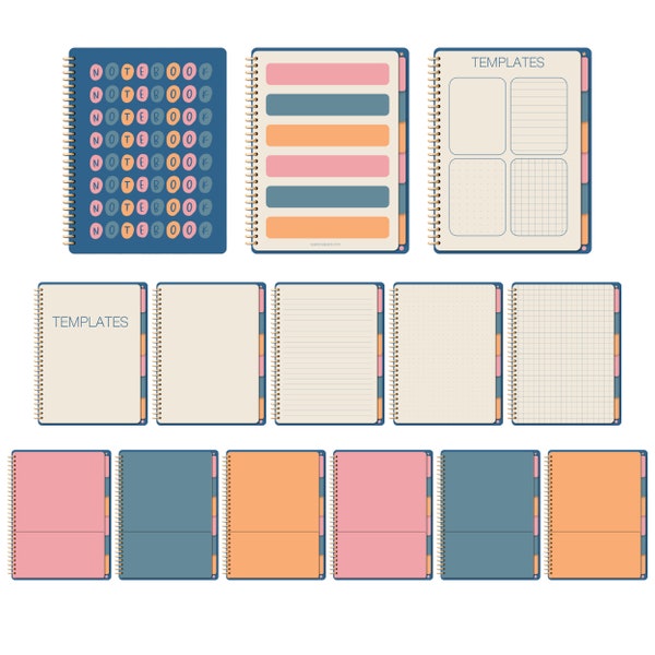 Digital Notebook with Tabs - Goodnotes Notebook with Tabs - 6-Subject Notebook PDF - Hyperlinked Notebook Templates - Notability Notebook