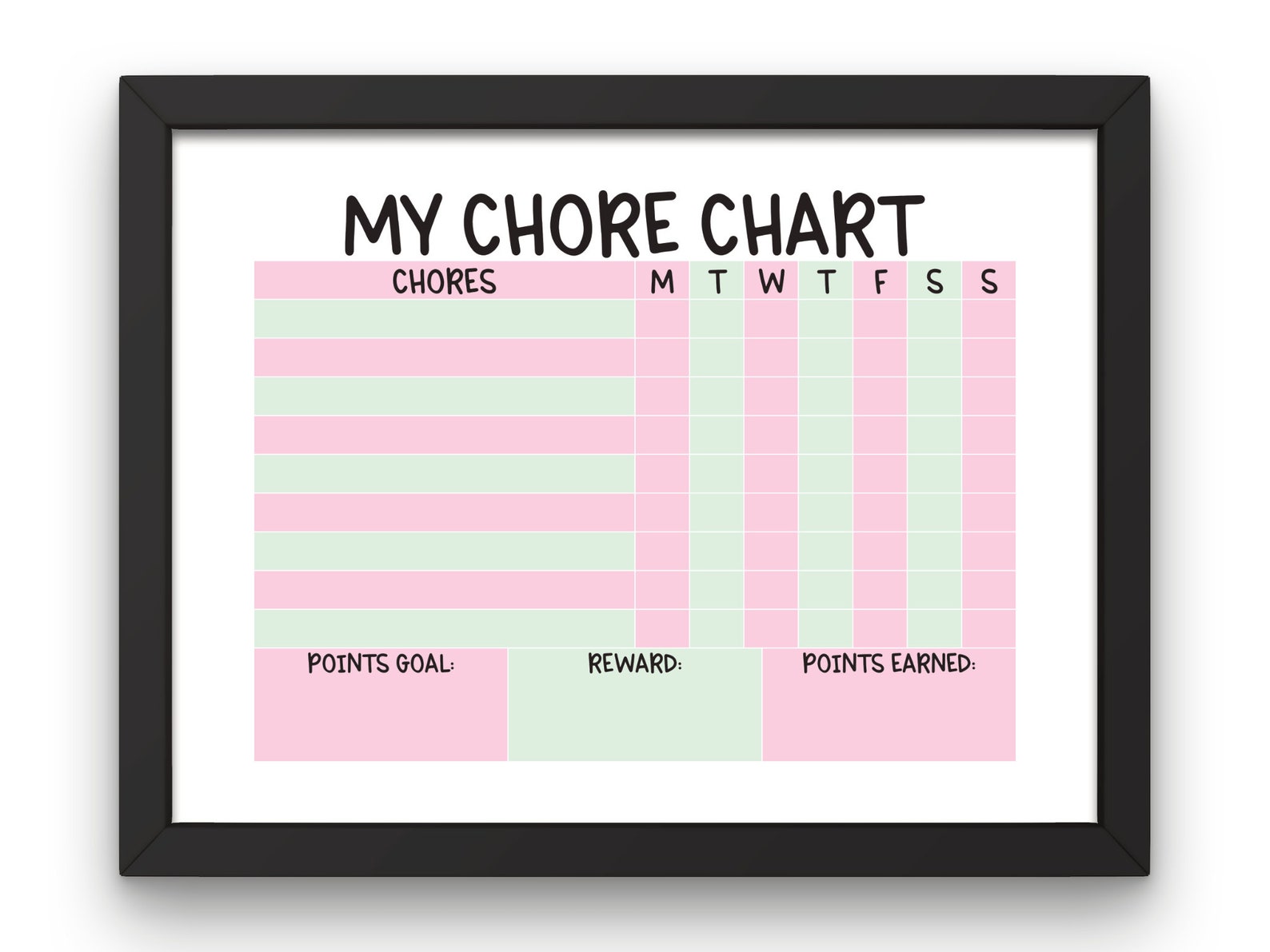 Printable Chore Chart Template - Chore Chart for Teens - Daily Chore ...