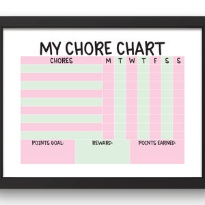 Printable Chore Chart Template - Chore Chart for Teens - Daily Chore ...