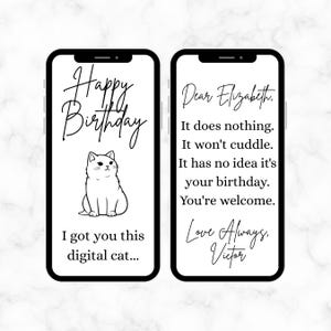 Cat Lover Birthday Card - Digital Birthday Card - Funny Birthday Digital Card - Funny Birthday Card, Custom Birthday Card, Cat Birthday Card