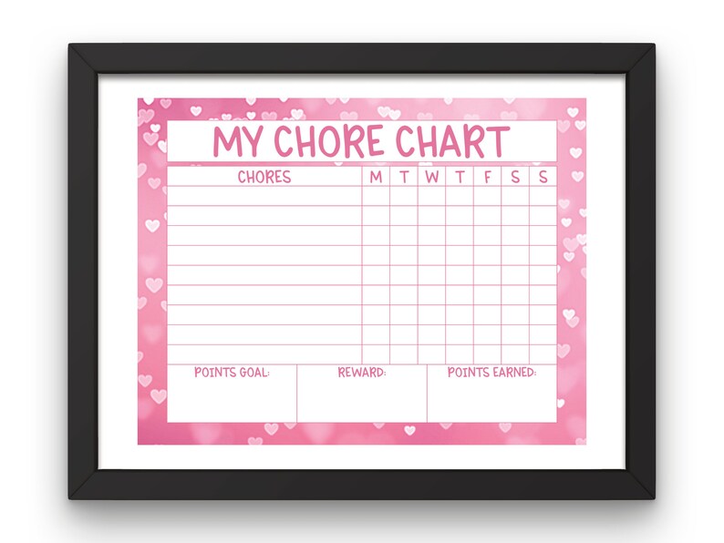 Reward Chart Printable With Hearts - Chore Chart for Kids - Bokeh ...