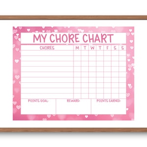 Reward Chart Printable With Hearts - Chore Chart for Kids - Bokeh ...