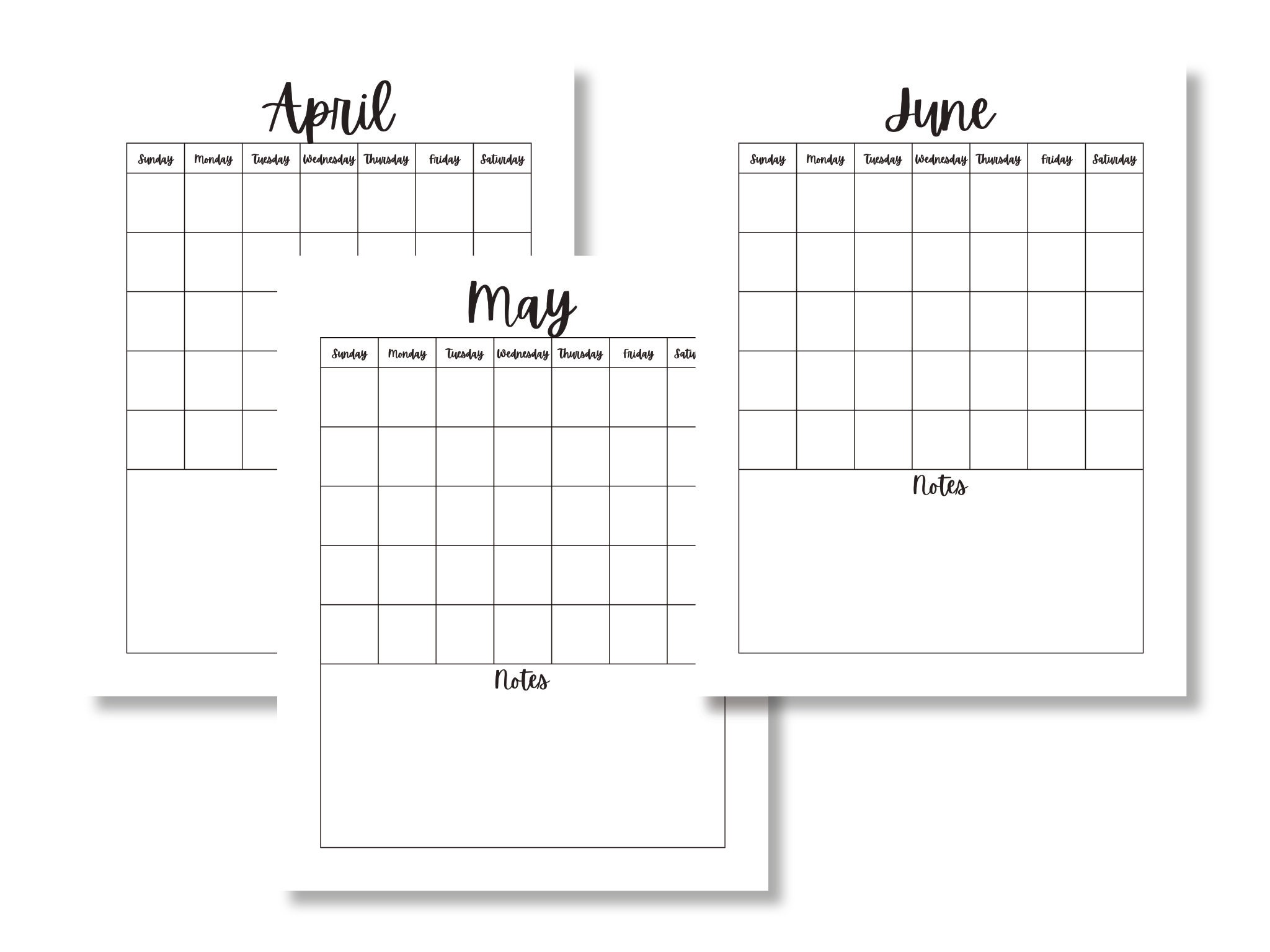 Printable Blank Calendar PDF - Il Fullxfull.4382046701 Ftsx 