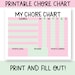 Printable Chore Chart Template - Chore Chart for Teens - Daily Chore ...