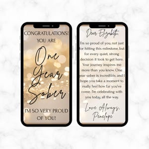 1 Year Sober Card - Digital Sobriety Card - Sober Celebration - Sober Anniversary - Card for Sobriety - Soberversary - AA Recovery Card