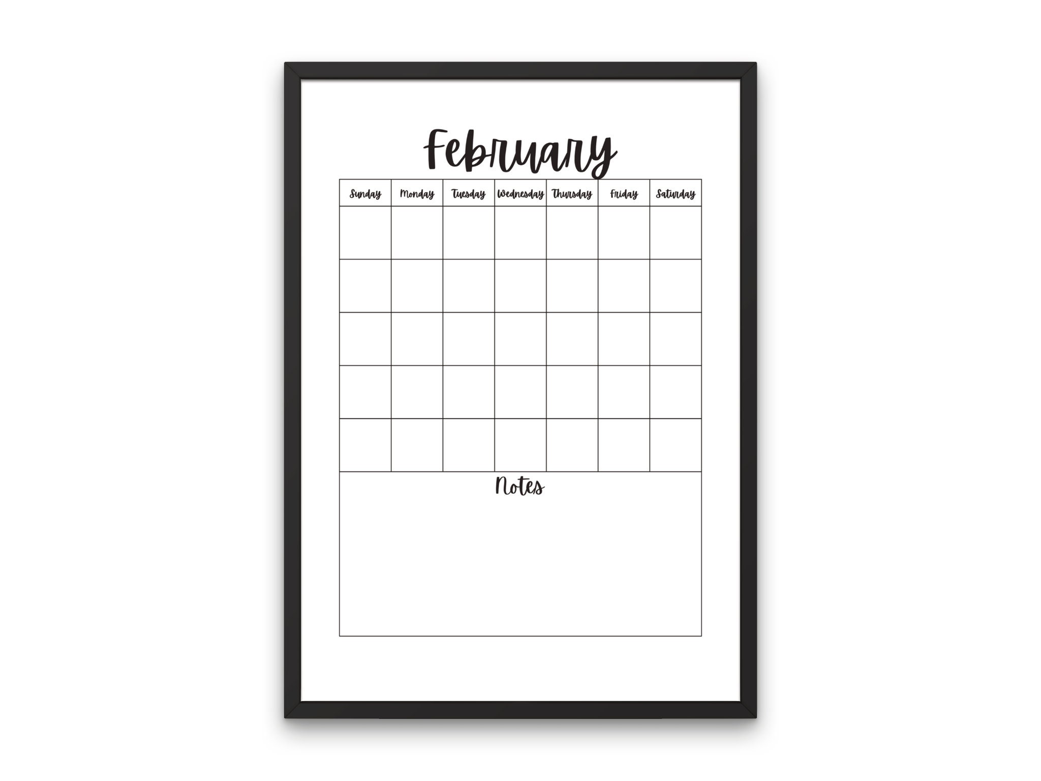 Printable Blank Calendar PDF - Monthly Calendar - Undated Calendar - 12 ...