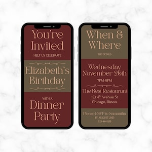 Birthday Dinner Invite Digital - Editable Invitation for Birthday - Dinner Evite for Birthday - Dinner Party Digital Birthday Invitations