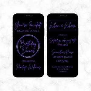 Dinner Invitation Digital - Birthday Dinner Evite - Editable Birthday Invite - Mobile Birthday Party Invitation - Electronic Invitation Text