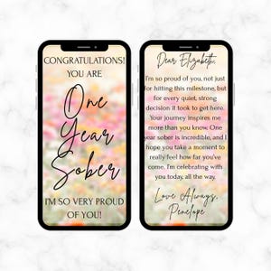 Digital Card for Sobriety - Soberversary - Sober Anniversary Gift - 1 Year Sober Card - Sobriety Cards - Sobriety Recovery Card Download