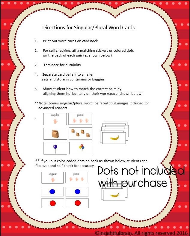 Singular and Plural Activity Cards, Montessori Shelf, Montessori