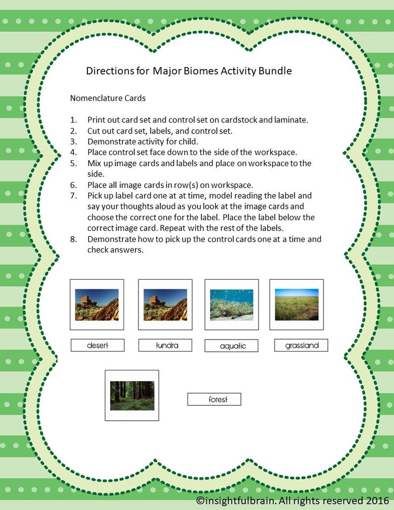 Montessori Printable Science Activities, Montessori Biome 3part Cards