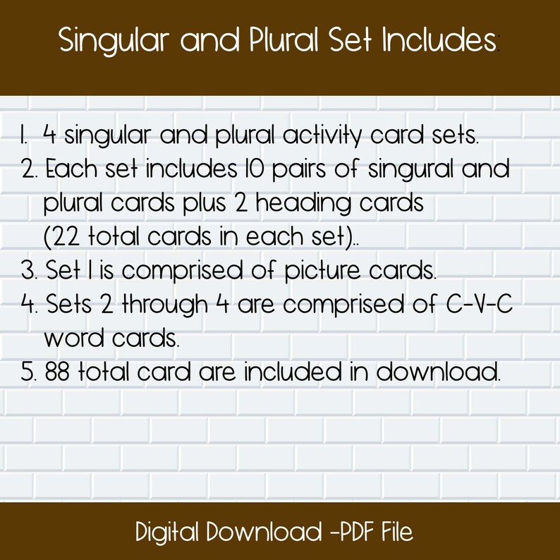 Singular and Plural Activity Cards Montessori Shelf Etsy