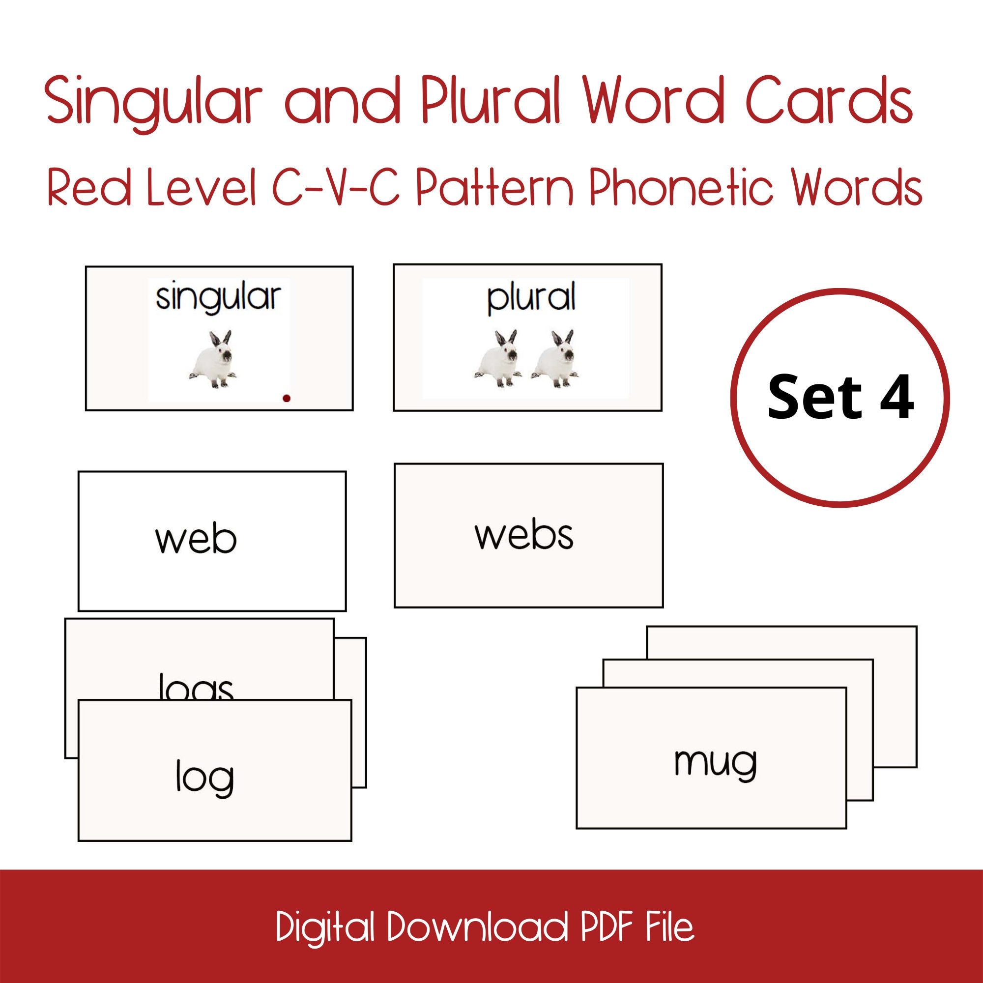Singular and Plural Activity Cards, Montessori Shelf, Montessori