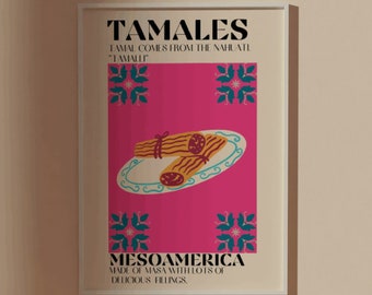 Tamales, Arte de pared mexicano, Impresión digital, Cita, Cocina, Arte de México, Decoración del hogar, Arte alimentario, Arte simple beige, Imagen de tacos, Definición, Juárez