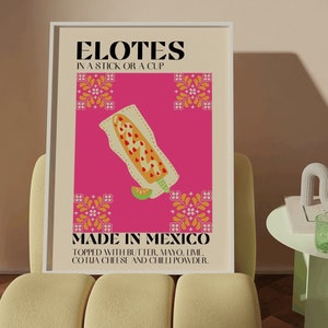 Elotes, Mexican Wall Art, Digital Print, Food Art, Quote, Beige, Kitchen, Cute Art, Home Decor, Simple Art, Elotes Picture,Definition,Juarez