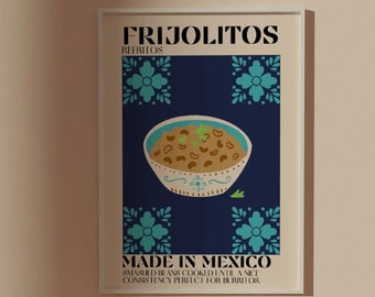 Frijoles Digital Print, Mexican Wall Art, Food Art, Kitchen, Home decor, Mexican Modernism, Wall Art, Simplistic, Spanish, Beige, Poster