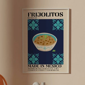 Frijoles Digital Print, Mexican Wall Art, Food Art, Kitchen, Home decor, Mexican Modernism, Wall Art, Simplistic, Spanish, Beige, Poster