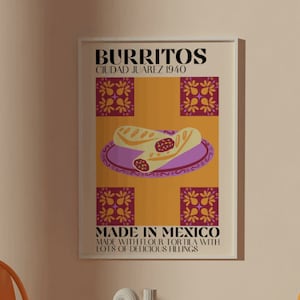 Burritos, Wall Art, Digital Print, Mexican Quote, Beige, Kitchen, Cute Art, Home Decor, Juarez, Food Art, Burritos Picture, Definition