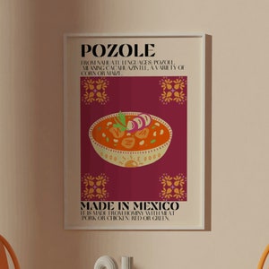 Pozole, digitale print, Mexicaanse kunst, kunst aan de muur, decor van het huis, Mexicaanse kunstprint, keuken, voedselkunst, eenvoudige kunst, Pozole foto, Spaans, Juarez