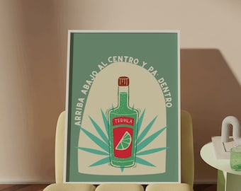 TEQUILA ART, Tequila POSTER, Bar Cart Art, Digital Print, Wall Art, Mexican Quote, Cute Art, Home Decor, Poster, Tequila Picture, Cocktail