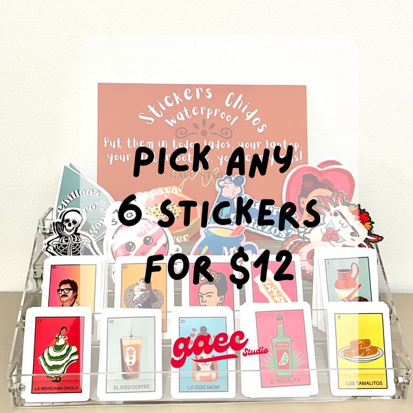Pick any 6 Stickers,Funny Stickers,Mexican Sticker, Hydro Flask Water Bottle Meme Sticker,Waterproof Sticker, Cool stickers bundle,