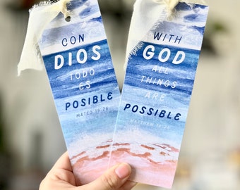 Christian bookmark, bookmark in Spanish, bible verse bookmark, bookmark for bible study,woman’s bookmarks, cute ribbon bookmark