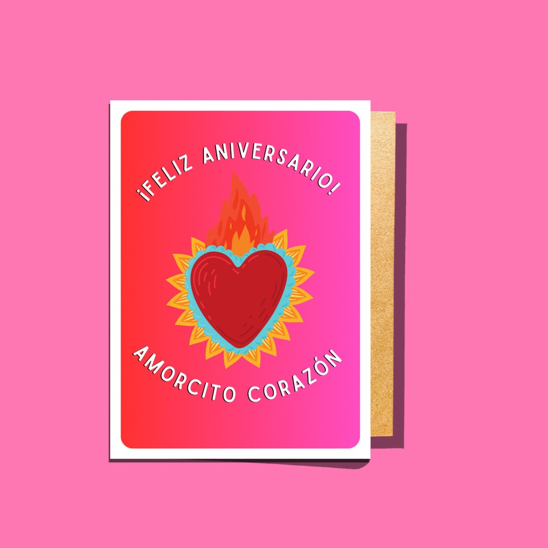 HAPPY ANNIVERSARY CARD, Tarjeta De Aniversario, Spanish Greeting Card ...