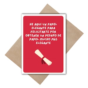 Papel elegante graduatio card, Tarjeta para graduados , Funny Spanish Custom Greeting Card, Tarjeta de graduacion en español , Gift for grad