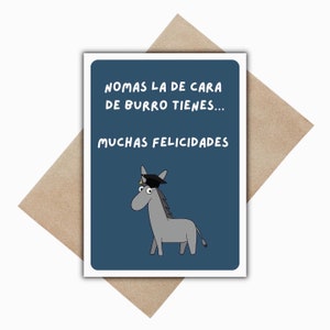 Cara de burro graduationcard, Tarjeta para graduados , Funny Spanish Custom Greeting Card, Tarjeta de graduacion en español , Gift for grad