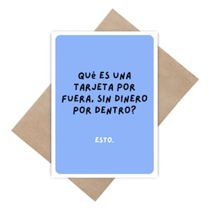 Tarjeta sin dinero grad card , Tarjeta para graduados , Funny Spanish Custom Greeting Card, Tarjeta de graduacion en español , Gift for grad
