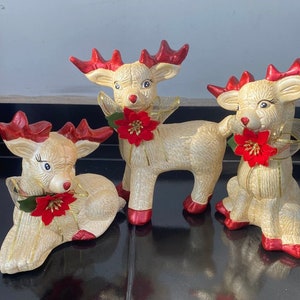 Reindeer, Sitting Deer, set of 3  Keepsake Reindeer, Christmas Reindeer Decoration, venados de navidad , christmas deer