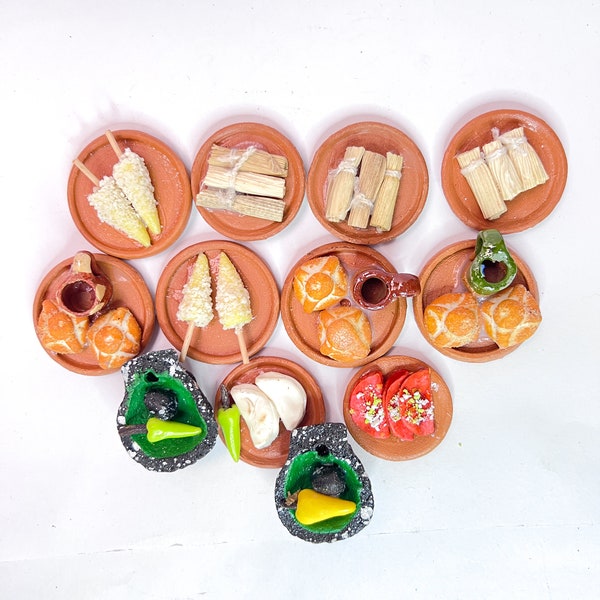 Mini Mexican food dishes, 4,8,12,30 pack, tacos, pan dulce, fruit, tamales, day of the dead dia de muertos comidita