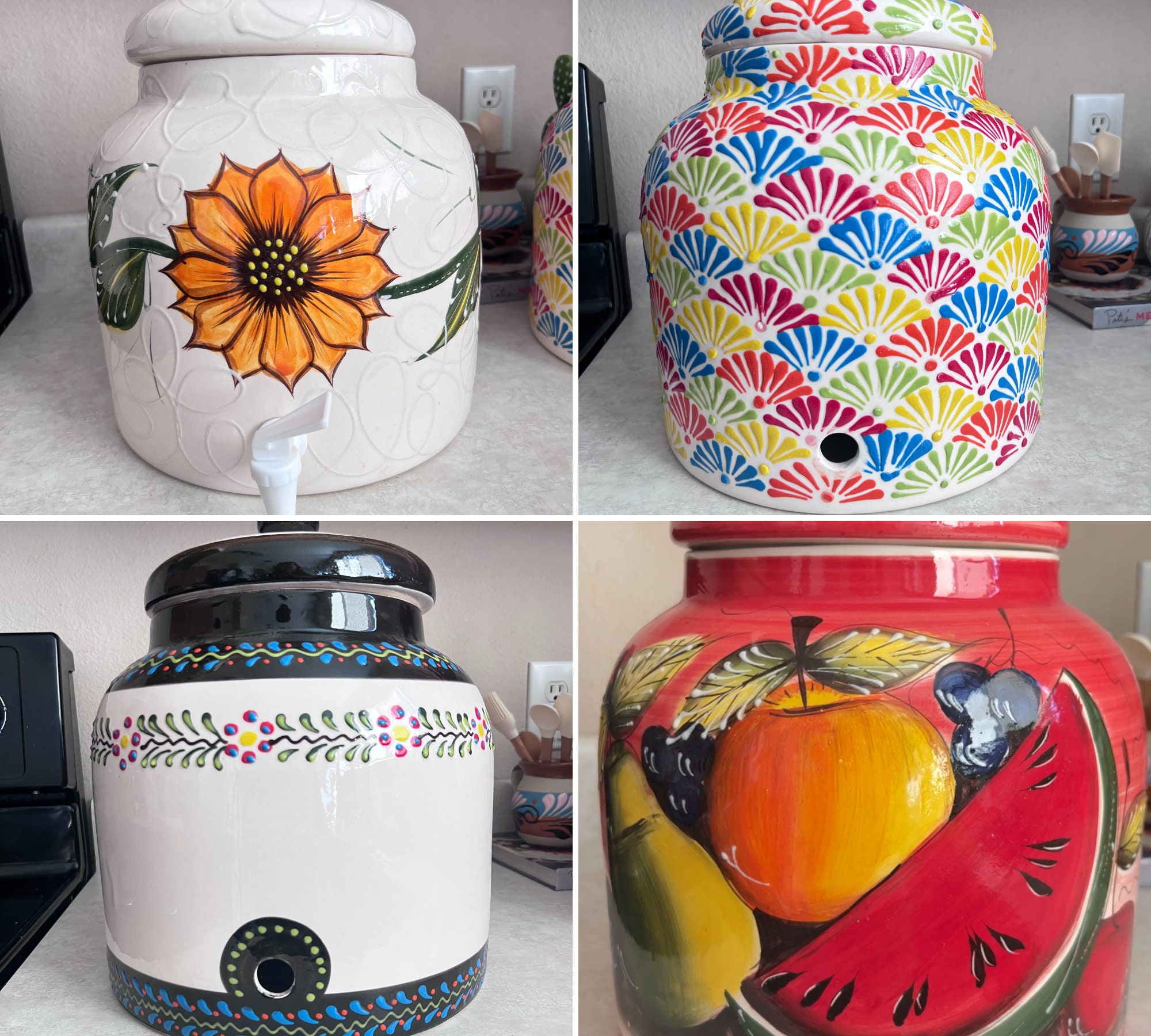 Milk Can WATER CROCK, Talavera Mexican Pottery, Water Dispenser, Glazed  Paint 