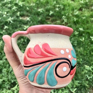 Mothersday  pink mexican handmade mug, taza dia de las madres for tea coffee margaritas, para cafe te chocolate