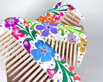 hand-painted alebrije-style comb, hair brush, handmade in Mexico, oaxaca