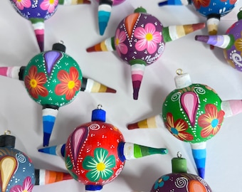 SET OF 1, 3, 6, 12 Piñata Alebrije Christmas tree hand painted ornament, Mexican Christmas, Mexican decor, Alebrije Party Fiesta Piñata